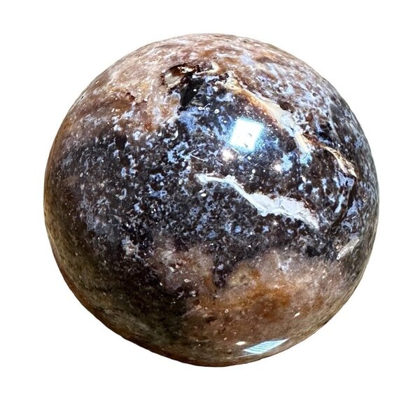 Sphere Agatized Petrified Dinosaur Bone Lapidary Polished 212 grams 2.25" D - Picture 1 of 9